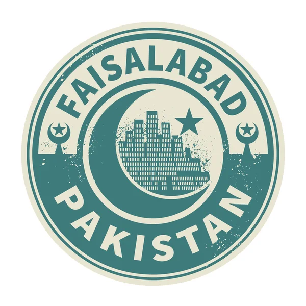 Timbre ou emblème avec texte Faisalabad, Pakistan inside — Image vectorielle