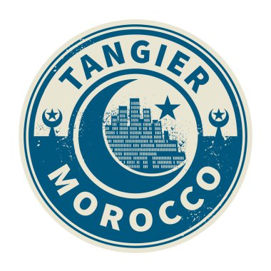 Damga veya amblemi ile metin Tangier, Morocco içinde