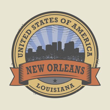Grunge lastik damgası New Orleans, Louisiana adı ile