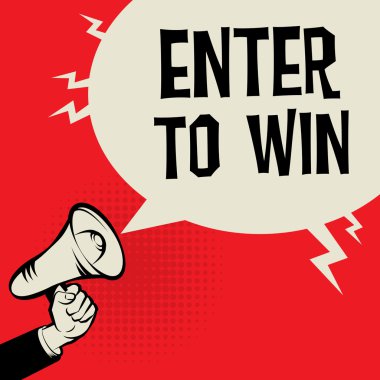 Megafon el, iş kavramı ile metin kazanmak için Enter