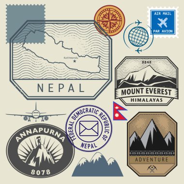 Nepal Haritası ve adını ayarla damgası