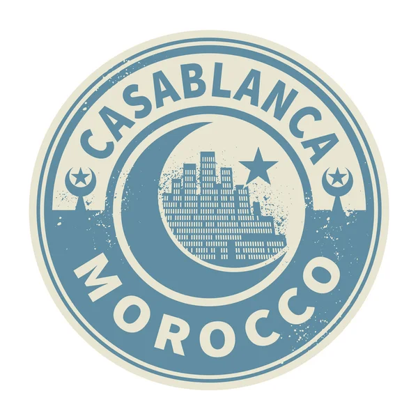 Sello o emblema con texto Casablanca, Marruecos interior — Archivo Imágenes Vectoriales