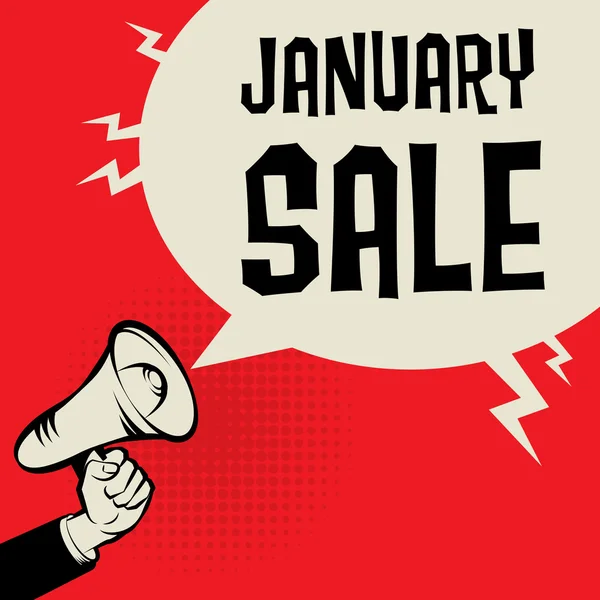 Χέρι τηλεβόα, επιχειρηματική ιδέα με κείμενο Ιανουαρίου πώληση — Διανυσματικό Αρχείο