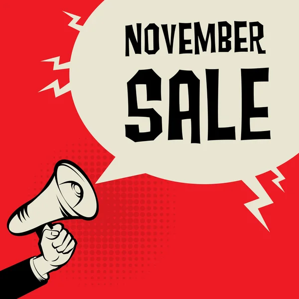 Megaphone hand, business concept mit text november sale — Stockvektor