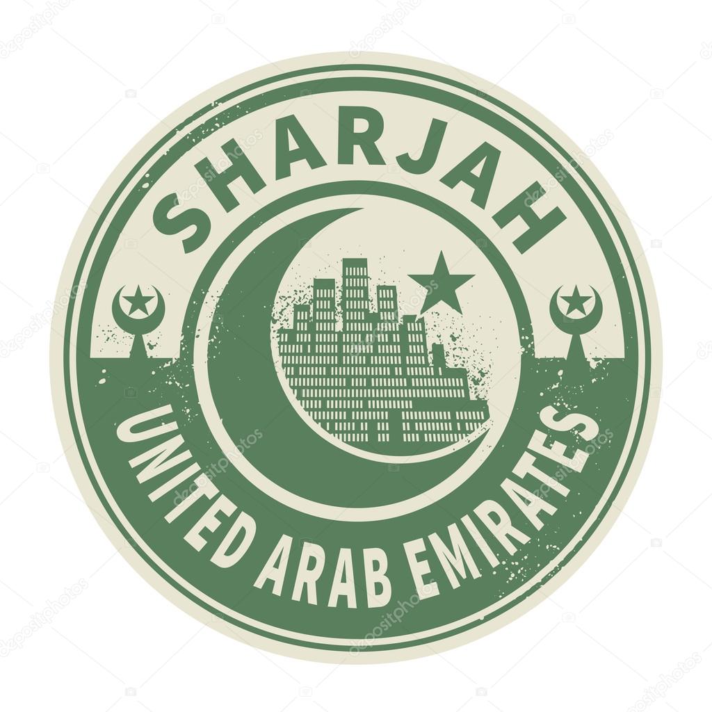 Stamp or emblem with text Sharjah, United Arab Emirates