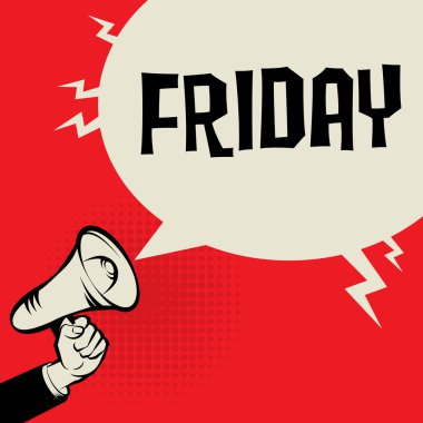 Megafon el, iş kavramı ile metin Cuma