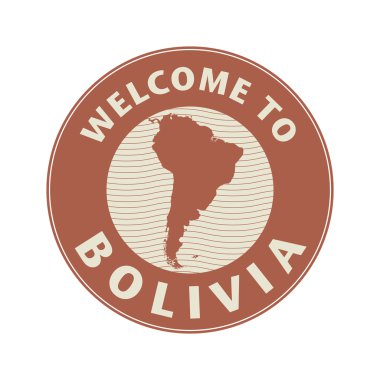 Amblem veya damga ile metin Bolivya hoş geldiniz