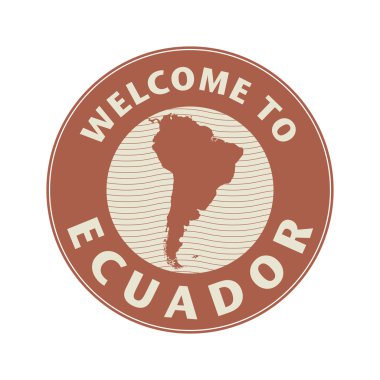 Amblem veya damga ile metin Ekvador hoş geldiniz