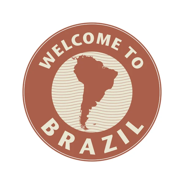 Έμβλημα ή σφραγίδα με το κείμενο καλωσόρισμα στη Βραζιλία — Διανυσματικό Αρχείο