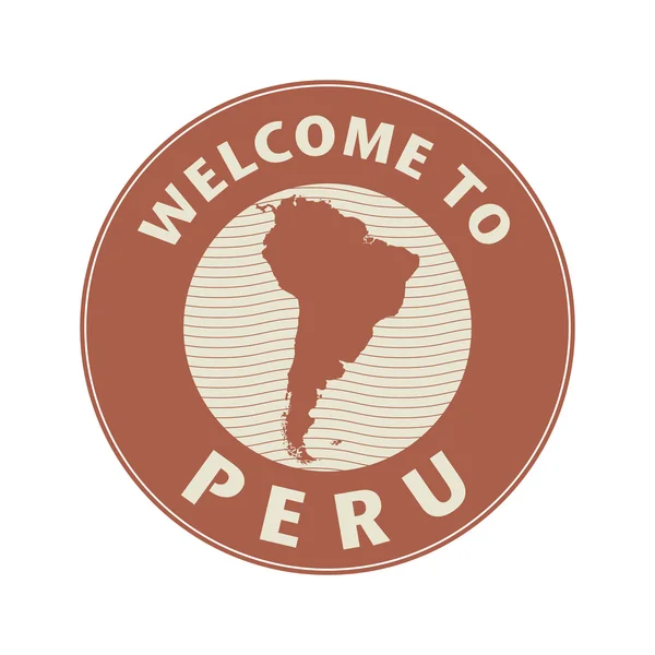 Emblema o sello con texto Bienvenido a Perú — Archivo Imágenes Vectoriales