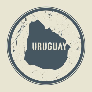 Uruguay Haritası ve adı ile pul