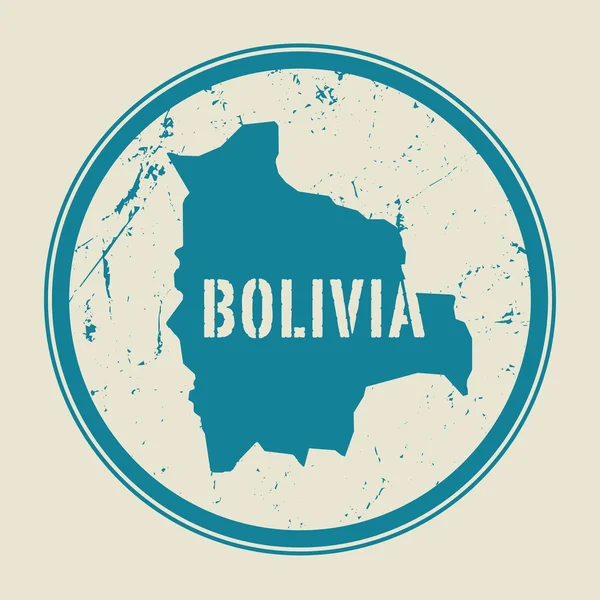 Stamp with the name and map of Bolivia — Stock Vector