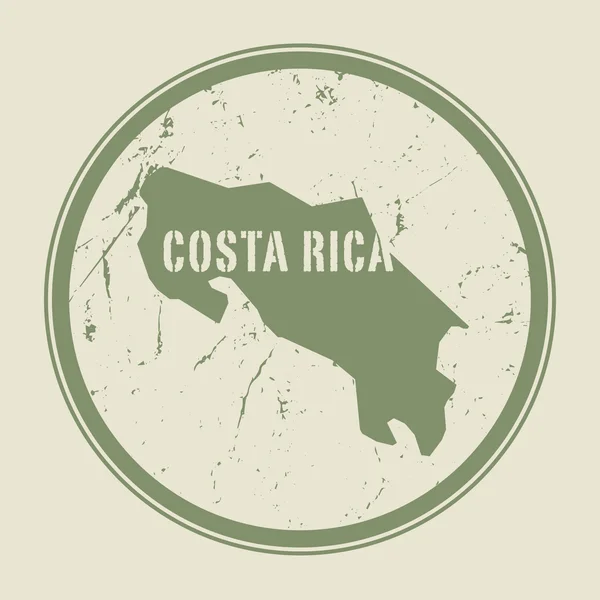 Σφραγίδα με το όνομα και το χάρτη της Κόστα Ρίκα — Διανυσματικό Αρχείο