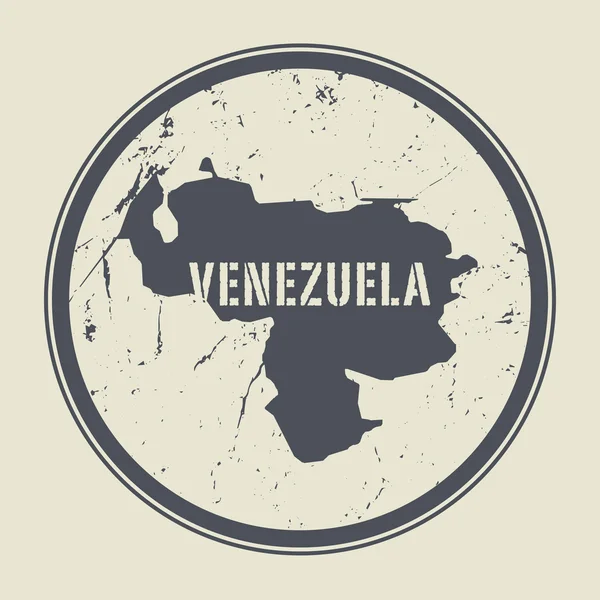 Briefmarke mit dem Namen und der Karte von Venezuela — Stockvektor