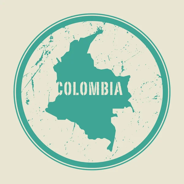 Sello con el nombre y mapa de Colombia — Vector de stock