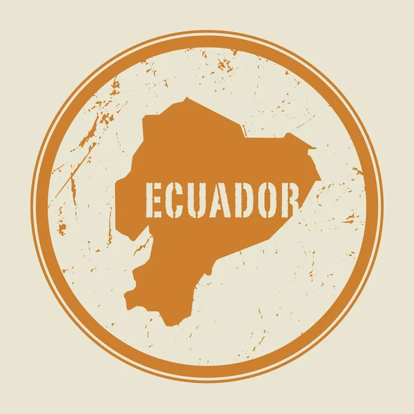 Timbro con il nome e la mappa di Ecuador — Vettoriale Stock