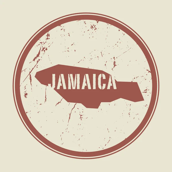 Stamp with the name and map of Jamaica — Stock Vector