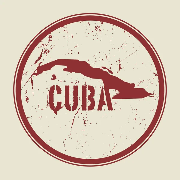 Sello con el nombre y mapa de Cuba — Vector de stock