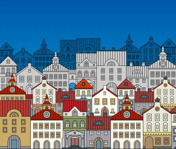 Винтажный мультфильм в центре города — стоковый вектор