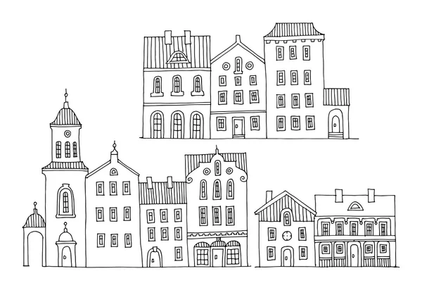 Cartoon Hand Zeichnung Häuser — Stockvektor