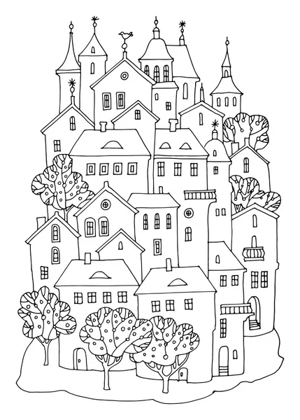Dibujos animados castillo dibujo a mano — Archivo Imágenes Vectoriales