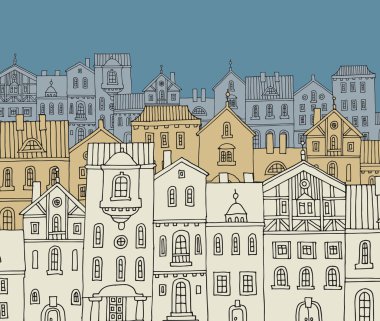 Şehir aşağı Vintage çizgi film