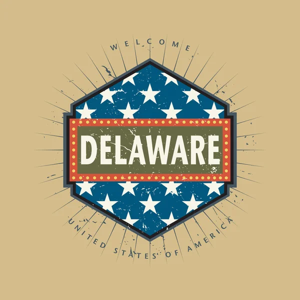 Vintage Delaware, Usa znaku nebo razítko — Stockový vektor