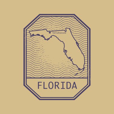 Adı ve Florida, Amerika Birleşik Devletleri Haritası ile pul