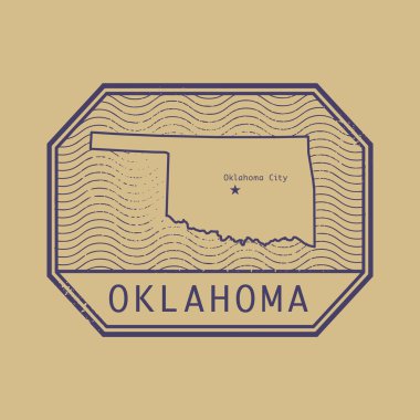 Adı ve Oklahoma, Amerika Birleşik Devletleri Haritası ile pul