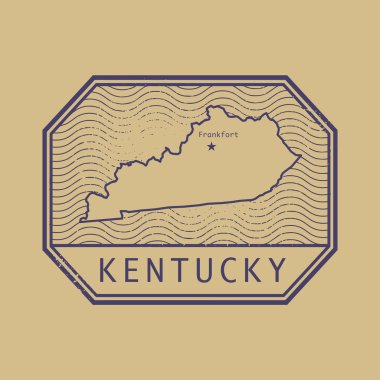 Adı ve Kentucky, Amerika Birleşik Devletleri Haritası ile pul