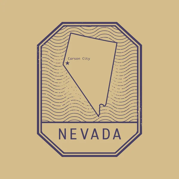 Adı ve Nevada, Amerika Birleşik Devletleri Haritası ile pul — Stok Vektör