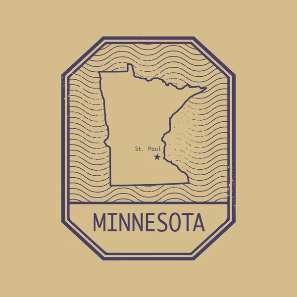 Pieczęć z nazwą i mapę z Minnesota, Stany Zjednoczone Ameryki — Wektor stockowy