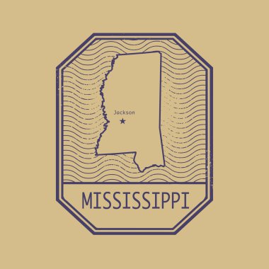 Adı ve Mississippi, Amerika Birleşik Devletleri Haritası ile pul