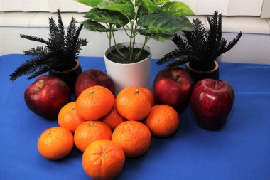 Meyve Fotoğrafçılığı - Mavi arkaplanda portakallar