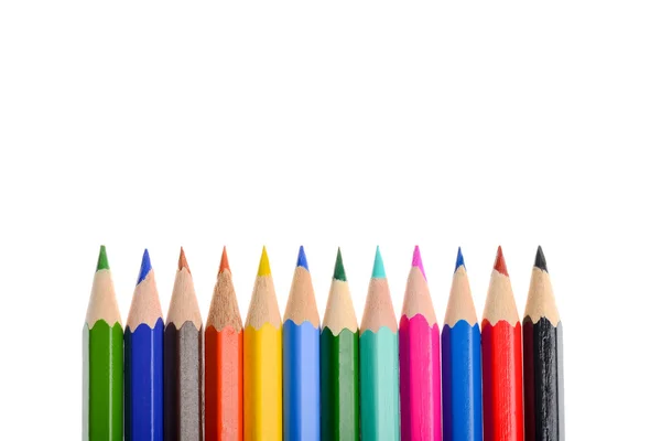 A lot of different color of pencils in white background — Stock Photo, Image