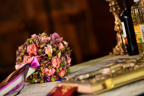 Wedding table in church — Stock Photo, Image