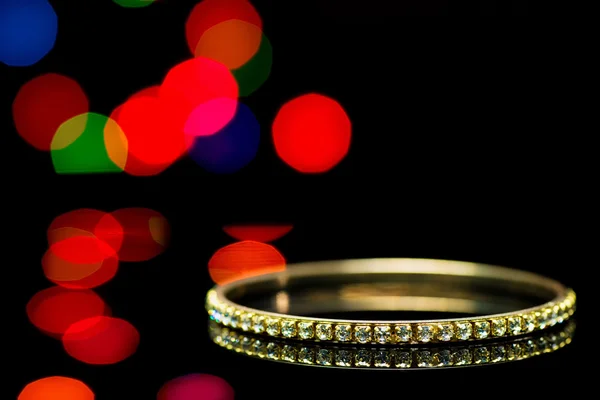 Beautiful engagement ring with gemstones — Stock Photo, Image