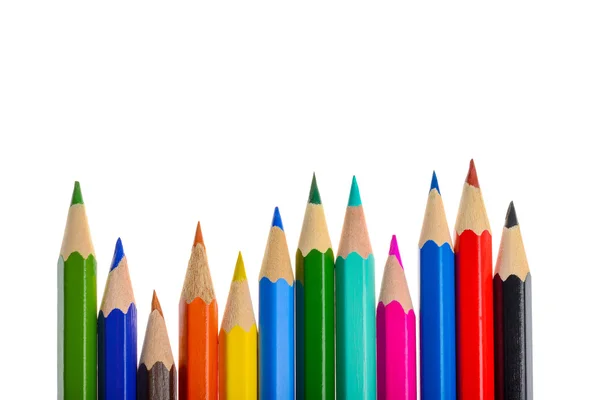 Vista frontal de lápices de colores alineados — Foto de Stock