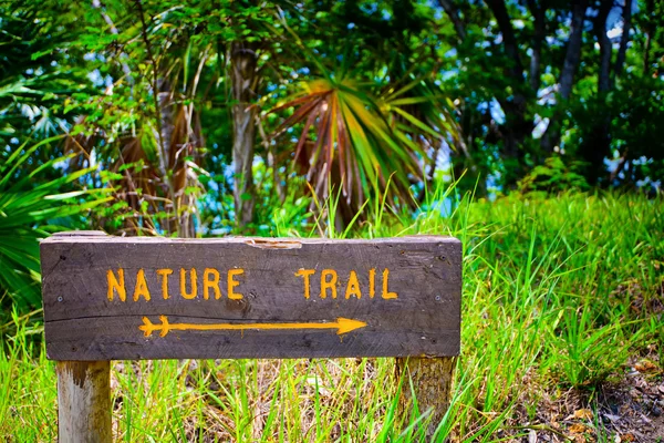 Wooden sign in nature — Stock Photo, Image
