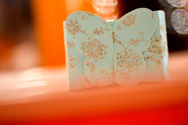 Gift box with sparkling butterfly — Stock Photo, Image