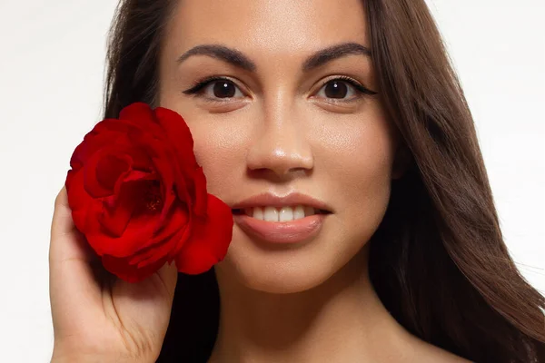 Skönhetskvinna Ansikte Porträtt Vacker Spa Modell Flicka Med Perfekt Fräsch — Stockfoto