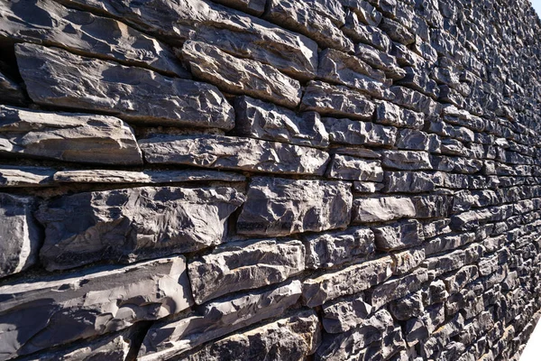 Kamienna Powierzchnia Ściany Tekstura Ściany Czarnej Cegły Powierzchnia Cegły Tło — Zdjęcie stockowe