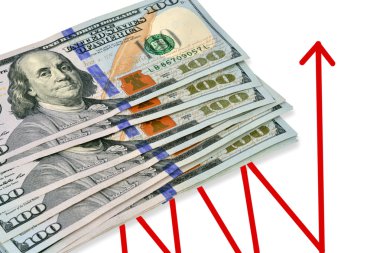 yüz dolar faturaları U.S. beyaz zemin üzerine yığını