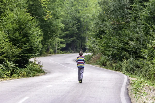küçük çocuk yalnız orman yol yürüme