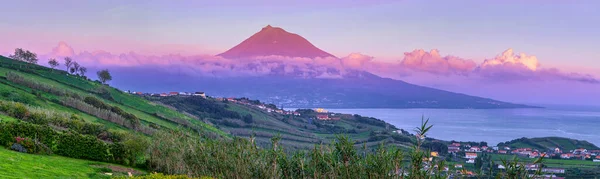 Panoramautsikt Över Pico Med Vulkanen Mount Pico Azorerna Från Faial — Stockfoto