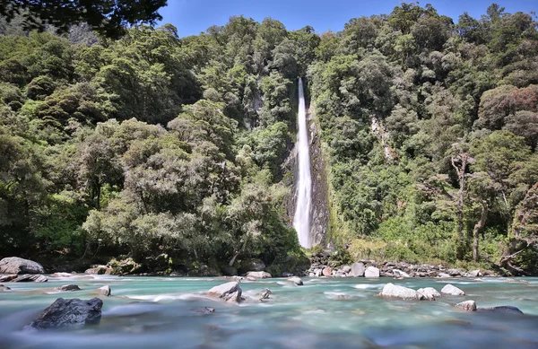 Thunder Creek Falls (Mount aspirant National Park, Nieuw-Zeeland) — Stockfoto