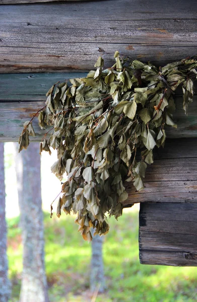 Tipikus finn szauna, seprű Jogdíjmentes Stock Képek