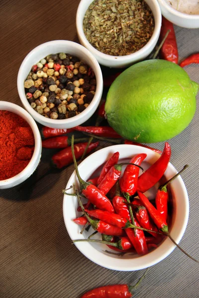 Mix of spices on the wooden background — Stock Photo, Image