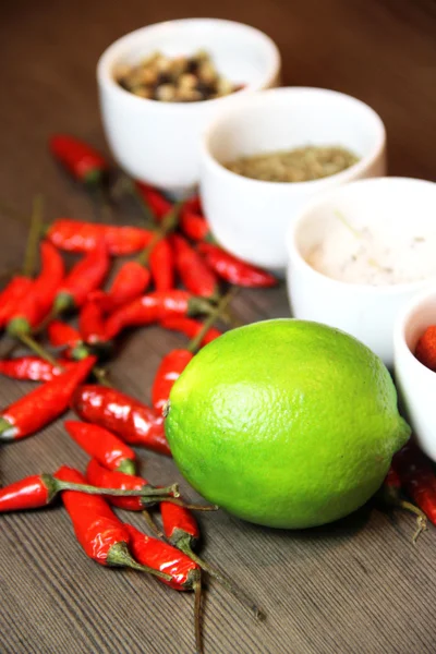 Mix of spices on the wooden background — Stock Photo, Image