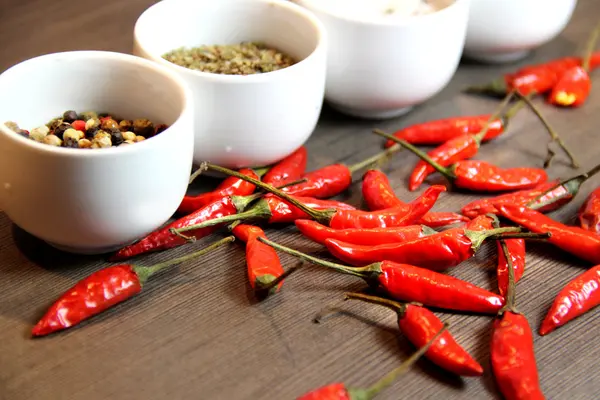 Mix of spices on the wooden background — Stock Photo, Image